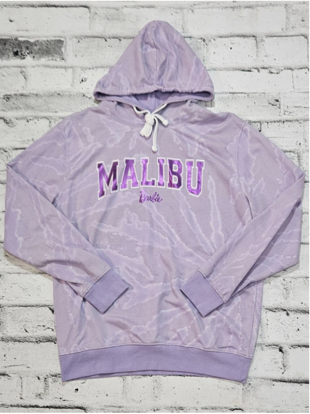 Barbie Malibu Purple Tie Dye Pullover Hoodie Graphic Sweatshirt Size M
